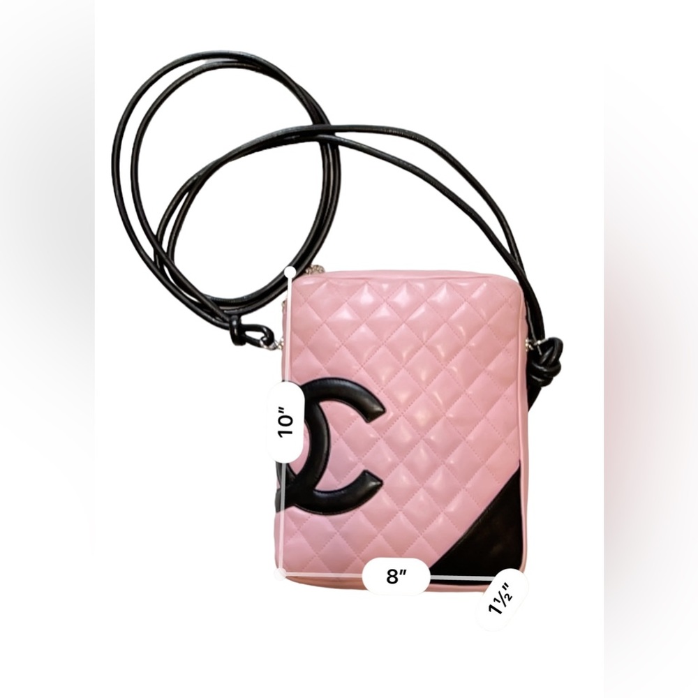 Authentic Chanel Cambon crossbody quilted Pink & black lambskin Y2K EUC - Picture 4 of 16